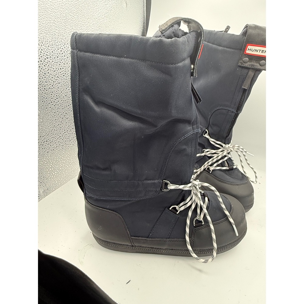 Hunter Original Snow Boots Black Nylon Tall Winter Zip Lace Up Boots - Picture 7 of 11